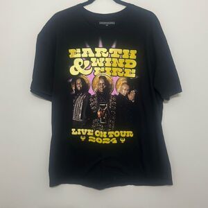 Earth Wind & Fire Mens Black Short Sleeve Live On Tour 2024 Graphic T-Shirt XL